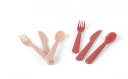Dantoy TINY Dinnertime bestekset (zand/rood/6-delig)