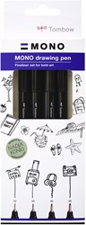 Tombow set de feutres noirs – Bold – 4 pièces – stylos créatifs