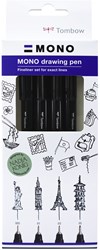 Tombow set de feutres fins - Mono drawing pen 4 pièces pointe fine noir