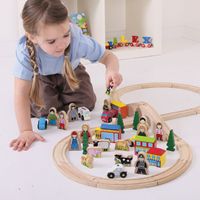 BigJigs accessoires pour circuit de train en bois - Set d'extension figurines & bâtiments-3