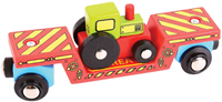 BigJigs wagon porte-engins en bois avec tracteur - jouet train en bois