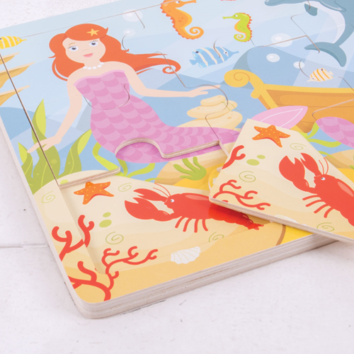 BigJigs puzzle en bois sirène - jouet éducatif 6 pièces-3