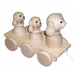 Miva jouet à tirer chiens en bois - jouet éducatif multicolore