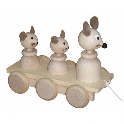 Miva jouet à tirer souris en bois - jouet éducatif multicolore