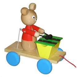 Miva jouet à tirer en bois ours avec xylophone - jouet éducatif