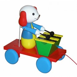 Miva jouet chien à tirer avec xylophone - jouet en bois coloré