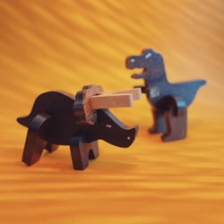 Bajo puzzle en bois Triceratops chêne noir - jouet éducatif dinosaure