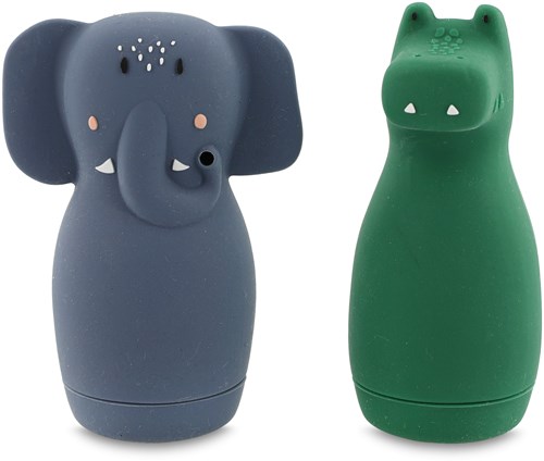 Trixie jouet de bain animaux en silicone qui giclent Mrs. Elephant & Mr. Crocodile