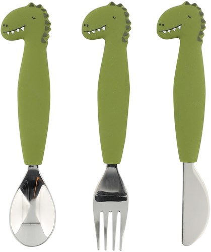 Trixie vaisselle enfant en silicone set repas 3 pièces Mr. Dino multicolore