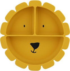 Trixie assiette en silicone pour enfants avec compartiments - Mr. Lion - avec ventouse - jaune