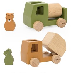 Trixie véhicules de construction en bois - camions avec animaux - certifié FSC