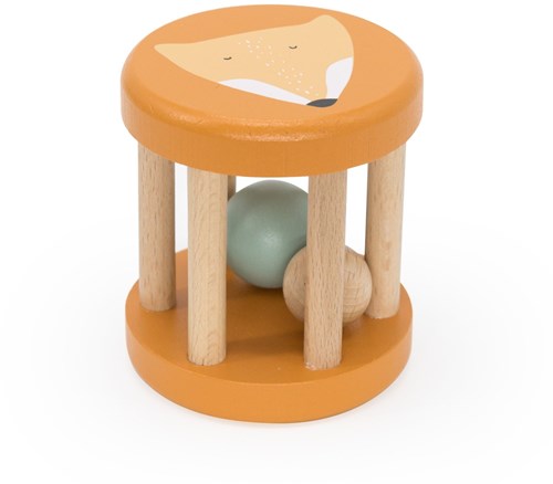 Trixie hochet bébé en bois - Mr. Fox - anneaux en silicone
