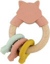 Trixie anneau d'activité bois bébé rose - anneau de dentition silicone Mrs. Cat