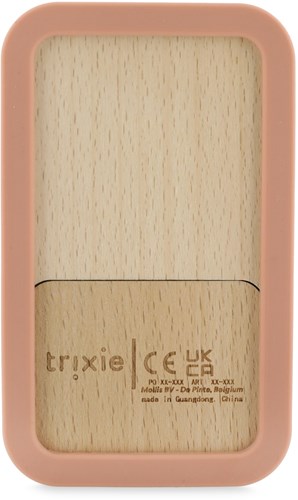 Trixie téléphone bébé en bois avec silicone - Mrs. Cat - jouet rose