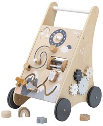 Tryco chariot de marche en bois bébé avec blocs - jouet éducatif dès 12 mois