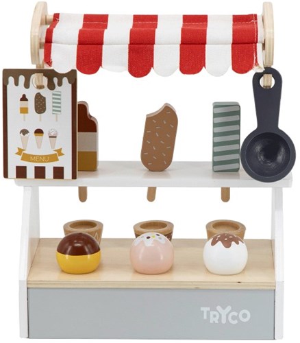 Tryco chariot à glace en bois jouet - jeu d'imitation dès 18 mois