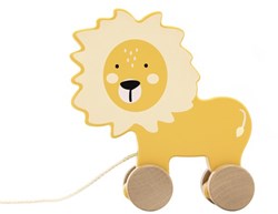 Tryco jouet à tirer en bois lion - figurine à tirer en bois jaune