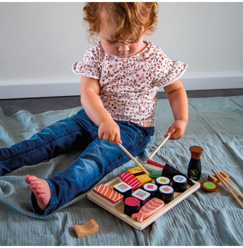 Tryco set de sushi en bois pour enfants - jouet d’imitation 23 pièces-2