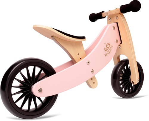 Kinderfeets Vélo d'équilibre en bois 2-en-1 & tricycle Tiny Tot Plus - Rose-2