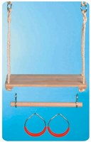 NHF balançoire en bois - balançoire planche avec corde sisal 2m pour extérieur