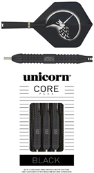 Unicorn fléchettes pointe acier Core Plus Win Brass 21g noir or
