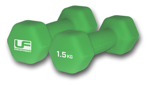 Urban Fitness haltères néoprène hexagonales - lot de 2 x 1,5kg vert