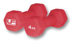 Urban Fitness haltères hex néoprène rouge - set fitness 2 x 4kg
