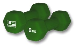 Urban Fitness Hex Dumbbells - Haltères Hexagonales - Revêtement en Néoprène (Paire) - 8kg