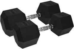 Urban Fitness PRO Haltères hexagonaux - revêtement en caoutchouc (paire) Noir - 12.5kg