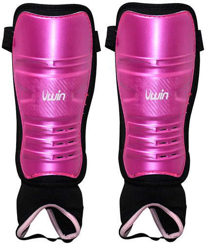 Uwin protège-tibias hockey rose-violet-noir small pour enfants
