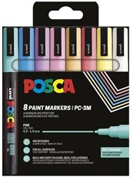 Uni Posca Uni Posca Markers PC3M Set Zachte Kleuren 8 stuk