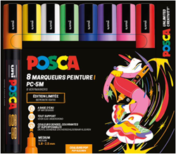 Posca set de marqueurs PC5M 8 pièces couleurs pop – set créatif brushpen