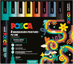 Posca set de marqueurs PC5M 8 pièces couleurs rétro - brushpen créatif