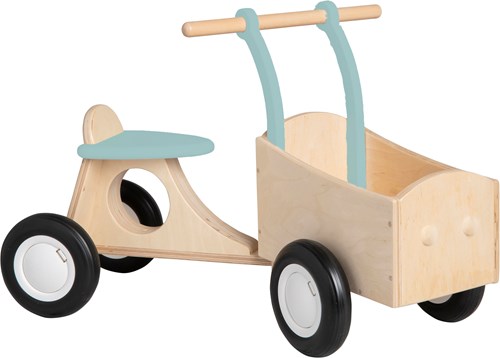 Pertina vélo porteur en bois pour enfants dès 1 an - bleu/vert vintage