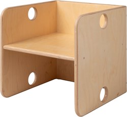 Van Dijk Toys chaise cube en bois / chaise haute Naturelle - 35x35x35 cm à partir de 1 an (qualité de garde d'enfants)