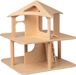 Van Dijk Toys Maison de poupée en bois ouverte sur 4 côtés - naturelle (adaptée à la garde d'enfants)