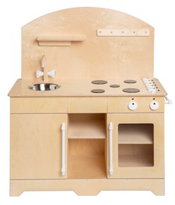Van Dijk Toys cuisine / kitchenette en bois XL - Naturel avec blanc (Qualité de garde d'enfants)