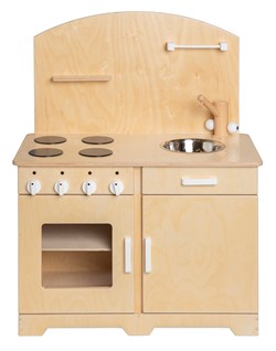 Van Dijk Toys cuisine en bois / kitchenette pour tout-petits - Naturel avec blanc (Qualité de garde d'enfants)