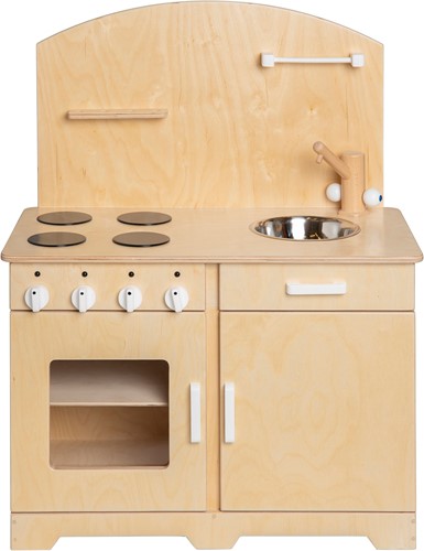 Van Dijk Toys cuisine en bois / kitchenette pour tout-petits - Naturel avec blanc (Qualité de garde d'enfants)