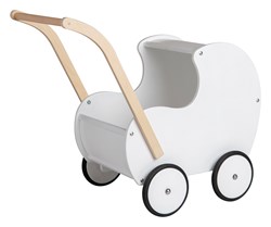 Van Dijk Toys landau en bois pour poupée vintage/rétro-blanc (qualité de garde d'enfants)
