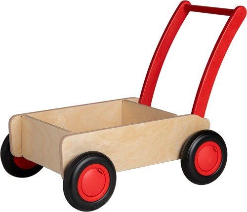 Van Dijk Toys Trotteur en bois à partir de 1 an - Naturel - Rouge (Qualité de la garde d'enfants)