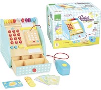 Vilac caisse enregistreuse en bois - set de jeu 25 pièces avec scanner et argent