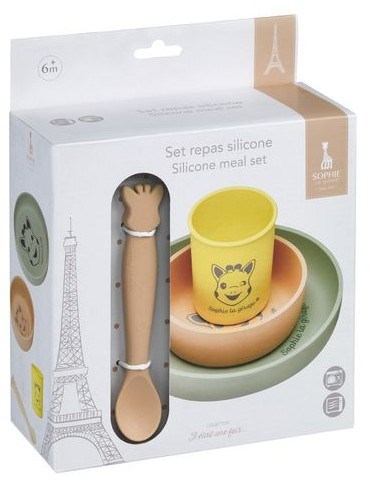 Vulli set repas bébé silicone Sophie la girafe vaisselle pastel