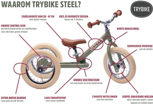 Trybike loopfiets 2 in 1 Steel - vintage roze