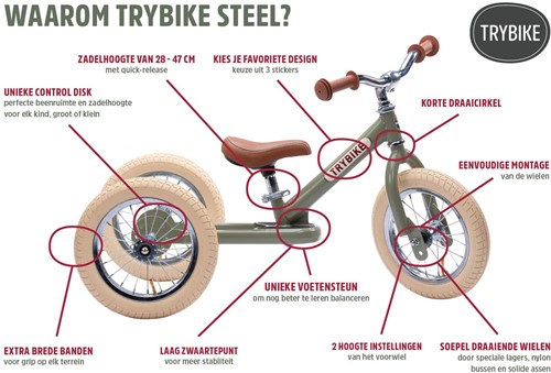 Trybike loopfiets 2 in 1 Steel - grijs