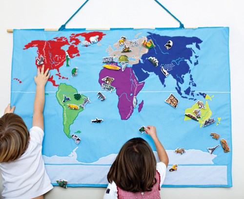 Planet Happy carte du monde jouet éducatif multicolore carton-2