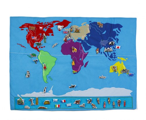Planet Happy carte du monde jouet éducatif multicolore carton
