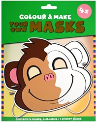 Johntoy kit créatif masques de lion - colorie ton propre masque - 4 pièces
