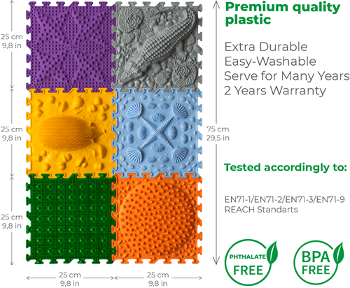 Ortoto Tapis de puzzle de massage sensoriel Herbe boîte 8 pièces-3