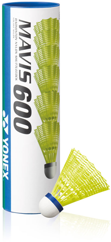 Yonex volants de badminton Mavis 600 nylon jaune 6 pièces